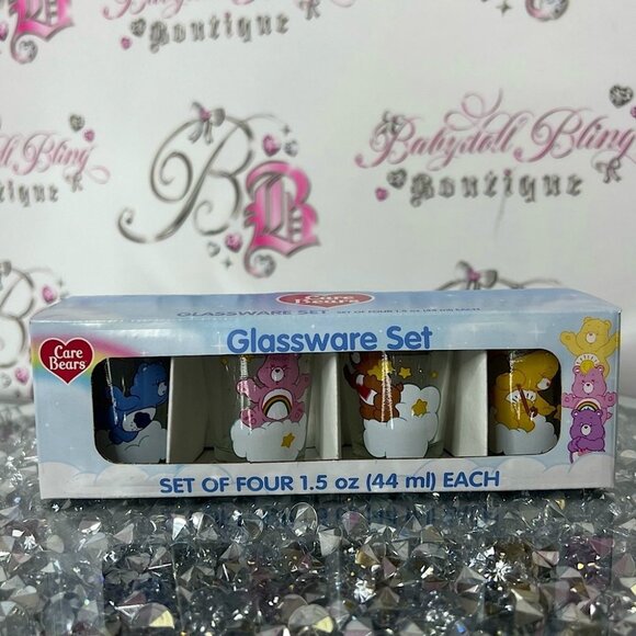Care Bears Glassware Set 4 shot glasses brand new in package cute bears